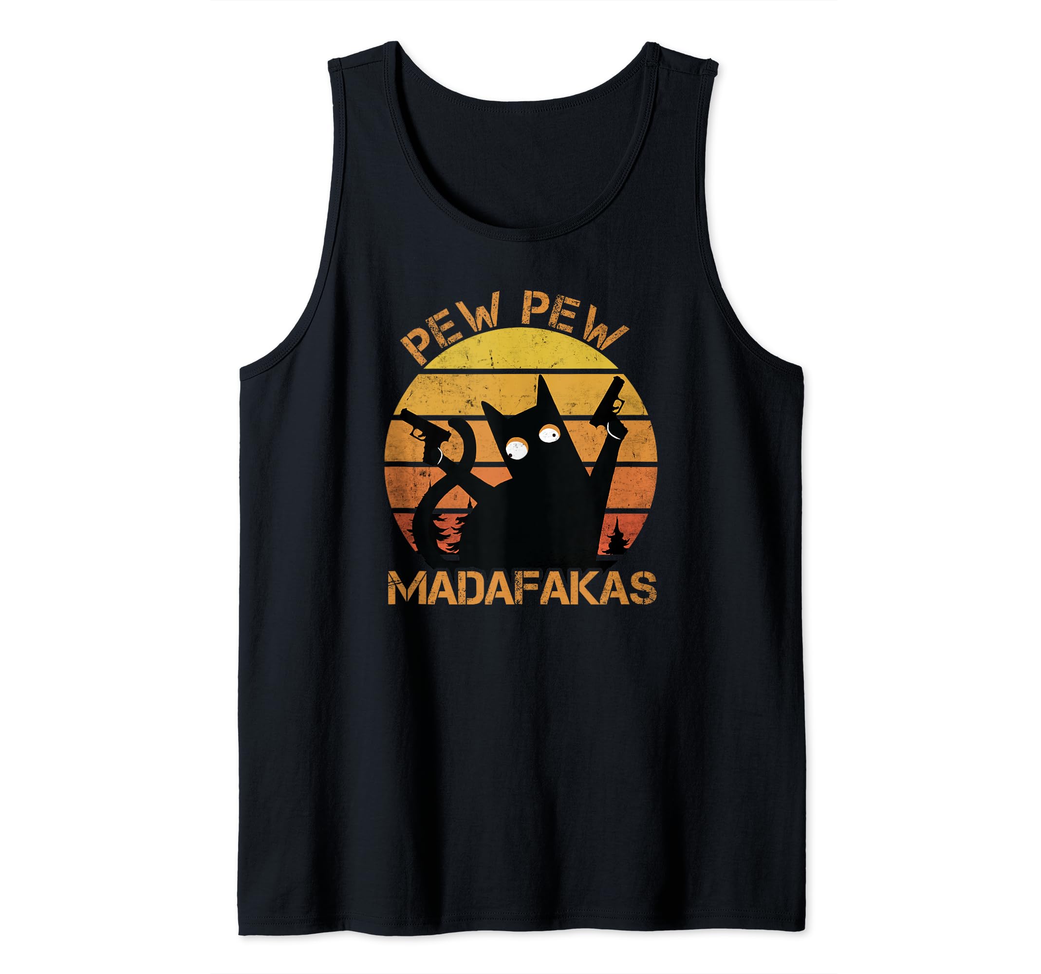Cat Pew Pew Madafakas Vintage Crazy Cat funny cat Tank Top