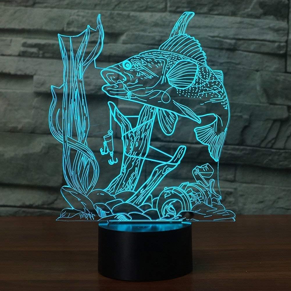 3D Illusion Lamp Shark Led Night Light -7 Colors Flashing 3D Lights, USB Touch Sensor Bedroom Desk Lamps for Kids Christmas Birthday Gifts