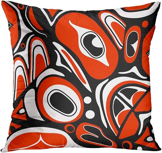 Amazon Com Throw Pillow Cover Inuit Abstract Red Native North