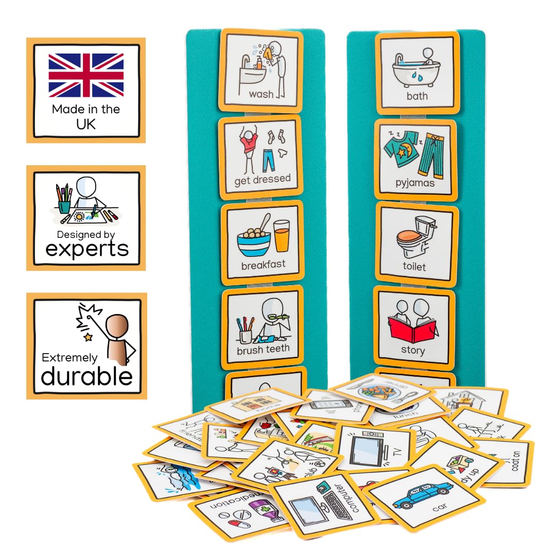 Visual Timetable Children's Routine Chart with 35 communication cards to support transition for autism, adhd, down's syndrome, speech and language delay. (Visual Timetable for Children at Home) — image 1