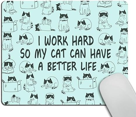 Wasach Mouse Pad Funny Cat Mousepad New Job Gift Office Amazon Co