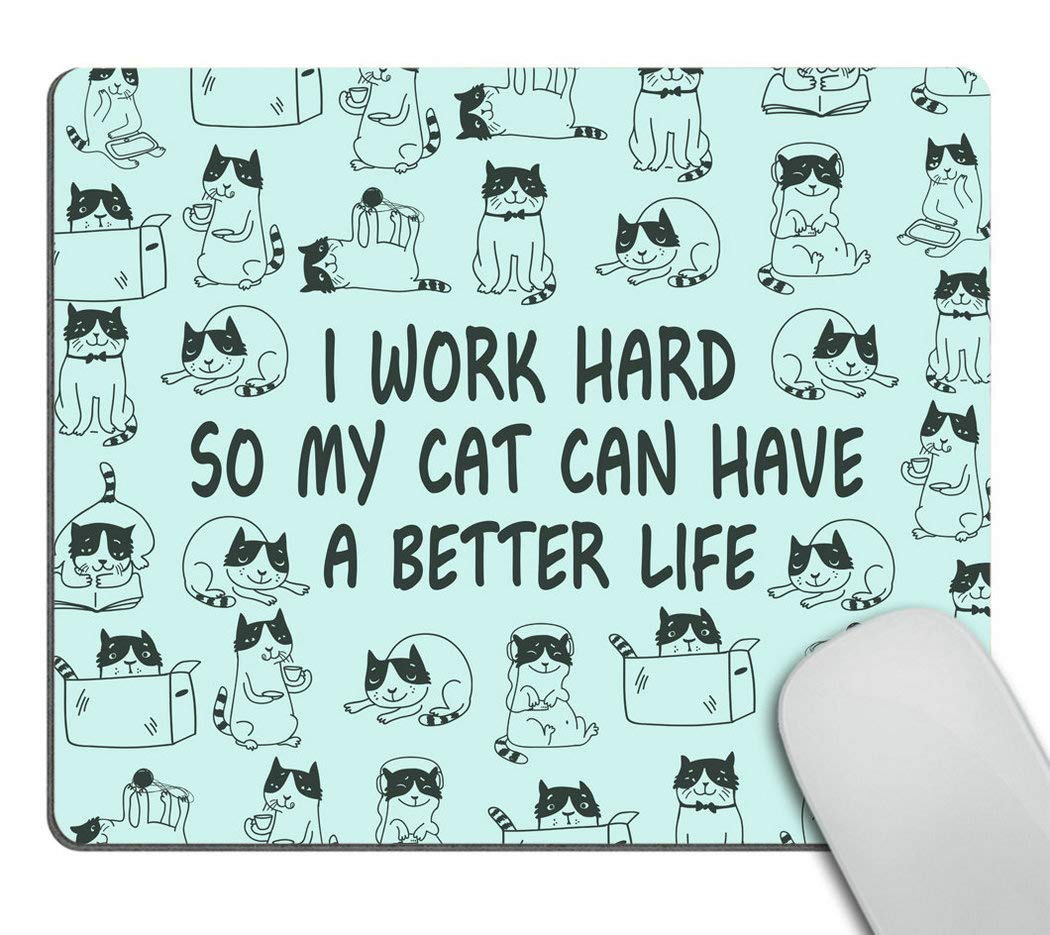 Wasach Mouse Pad - Funny Cat Mousepad for Office Decor, New Job Present, Cat Lady Present, Cubicle Decor