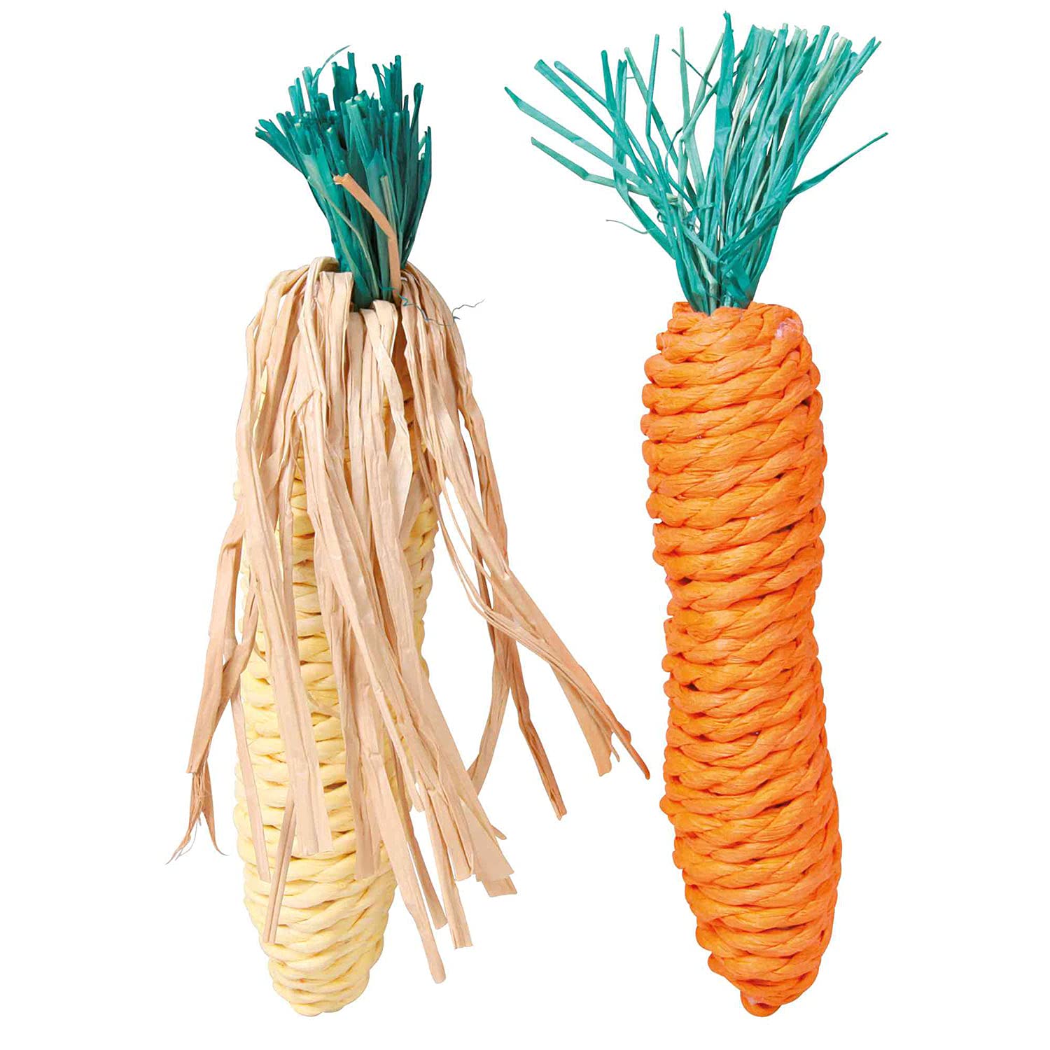 TRIXIE TX-6192 Set of Straw Toys Corn on The Cob and Carrot 15 cm