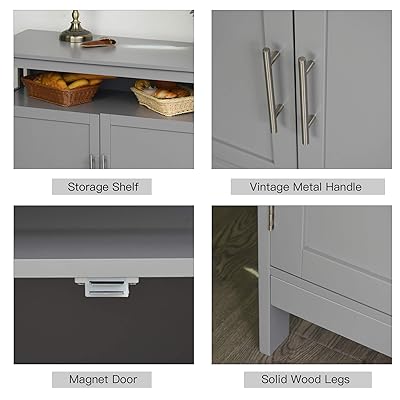 Buy Homcom Kitchen Console Table Buffet Sideboard Wooden Storage Table With 2 Level Cabinet And Open Shelf Grey Online In Vietnam B08h4jd7yt