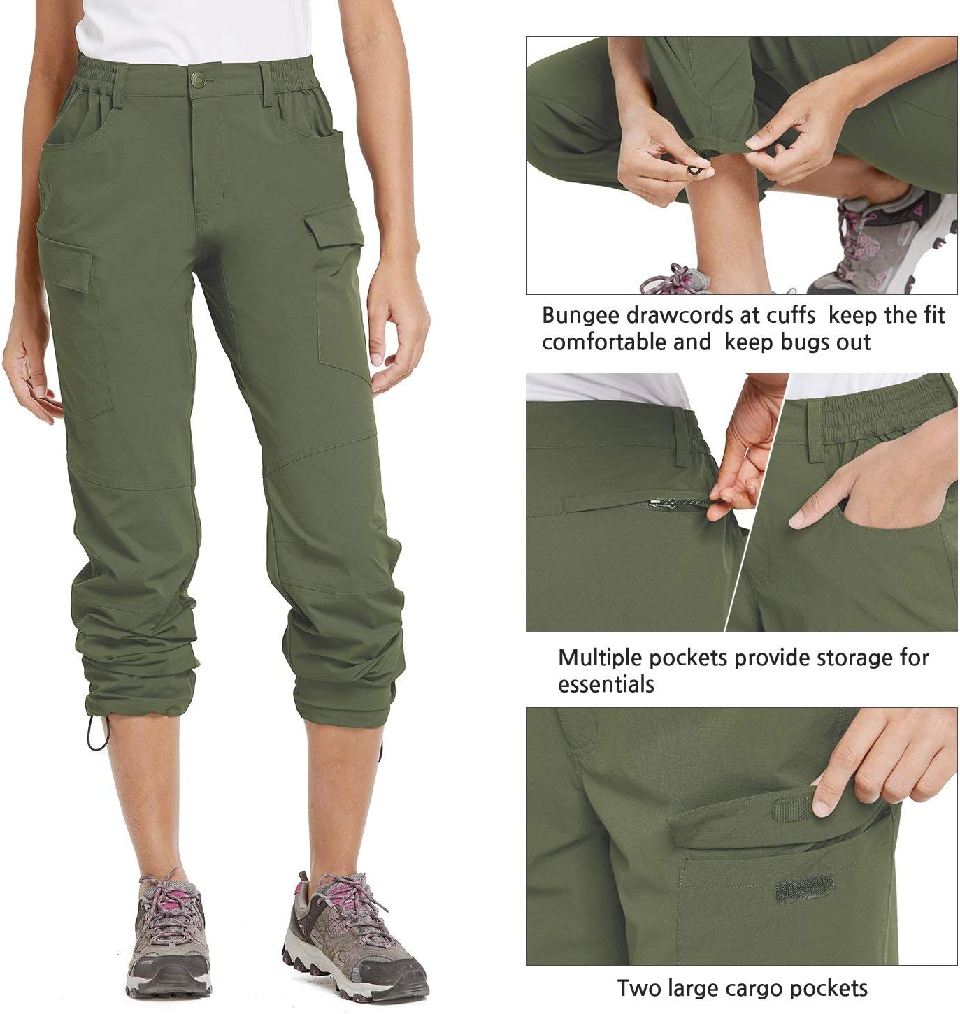 BALEAF Women's Hiking Cargo Pants UPF 50 Outdoor Athletic Stretch Pants Water Resistant Zipper Pockets : Sports & Outdoors