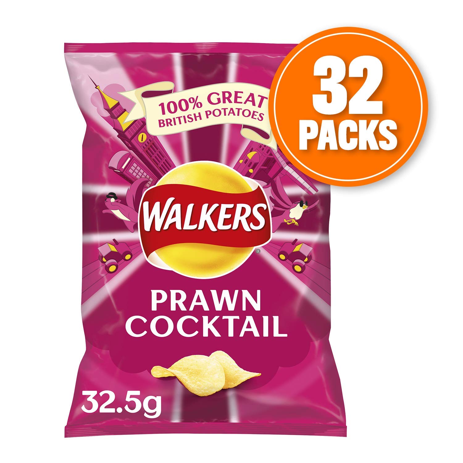 Walkers Prawn Cocktail Crisps Box, 32.5 g, Case of 32 Buy Online in