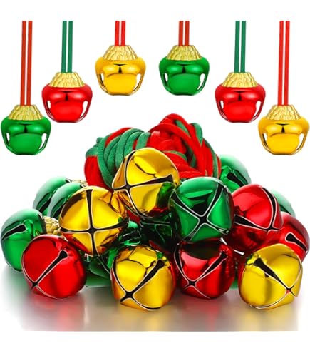 12 Pcs Pink Christmas Bell Necklaces - Large Copper Bells For Crafts & Party (2.5x3cm)