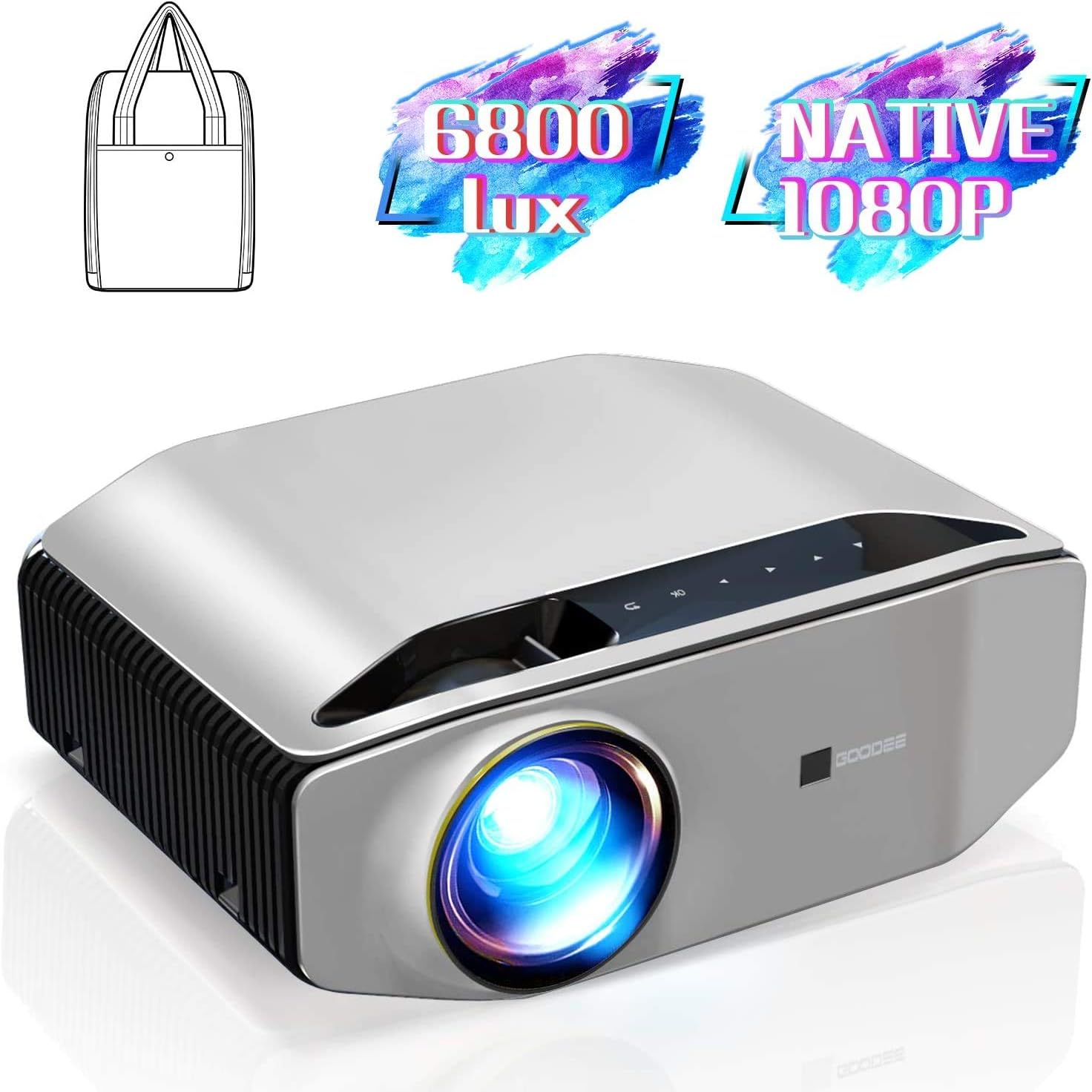 DOOK Native 1080P Projector,HD Video Projector, 6800 Lux LED Movie Projector with 300" Display, Compatible with TV Stick, HDMI, VGA, USB, iPad, PC, Xbox, iPhone for Home Entertainment