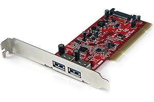 StarTech.com 2 Port PCI SuperSpeed USB 3.0 Adapter Card with SATA Power - Dual Port PCI USB 3 Controller Card (PCIUSB3S22)