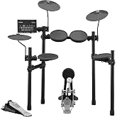 Yamaha DTX452K Electronic Drum Set with 400+ Premium Customizable Sounds, USB Audio/MIDI, 3-Zone Snare Pad, Quiet Pads, Kick Tower and Pedal, Smart App Included