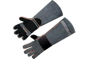 SLARMOR Animal-Handling-Gloves Bite Proof, 17.7in/23.6in Reinforced Leather Gloves for Dog Training,Cat,Falcon,Reptile,Welding-Gloves