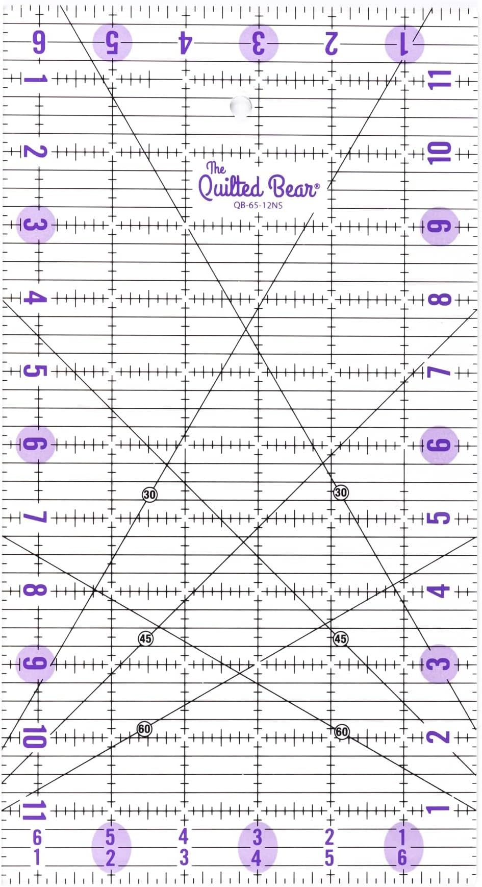 The Quilted Bear Quilting Rulers Transparent Acrylic Non Slip with 30 45 60