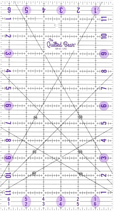 The Quilted Bear Quilting Rulers Transparent Acrylic Non Slip with 30 45 60