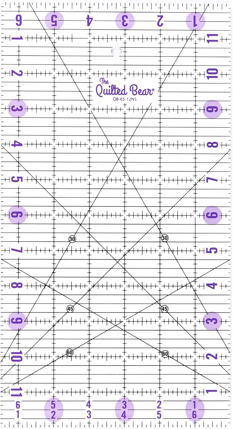 The Quilted Bear Quilting Rulers Transparent Acrylic Non Slip with 30 45 60