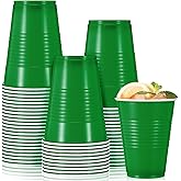 Mifoci 50 Pcs 16 oz Plastic Disposable Cups Plastic Drinking Cups for Saint Patrick's Day Wedding Birthday Graduation Party Valentine Christmas Picnics Barbecues Supplies(Green)