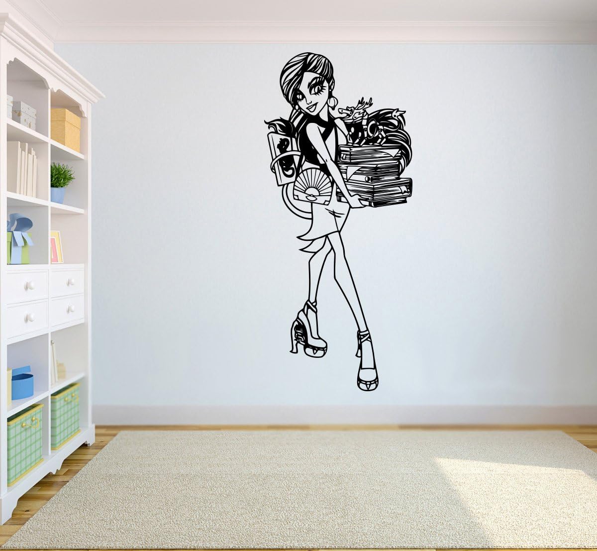 Jinafire Long Wall Art Cartoon Monster High Wall Vinyl Decal Home Interior Decor Girls Boys Room Design mh26