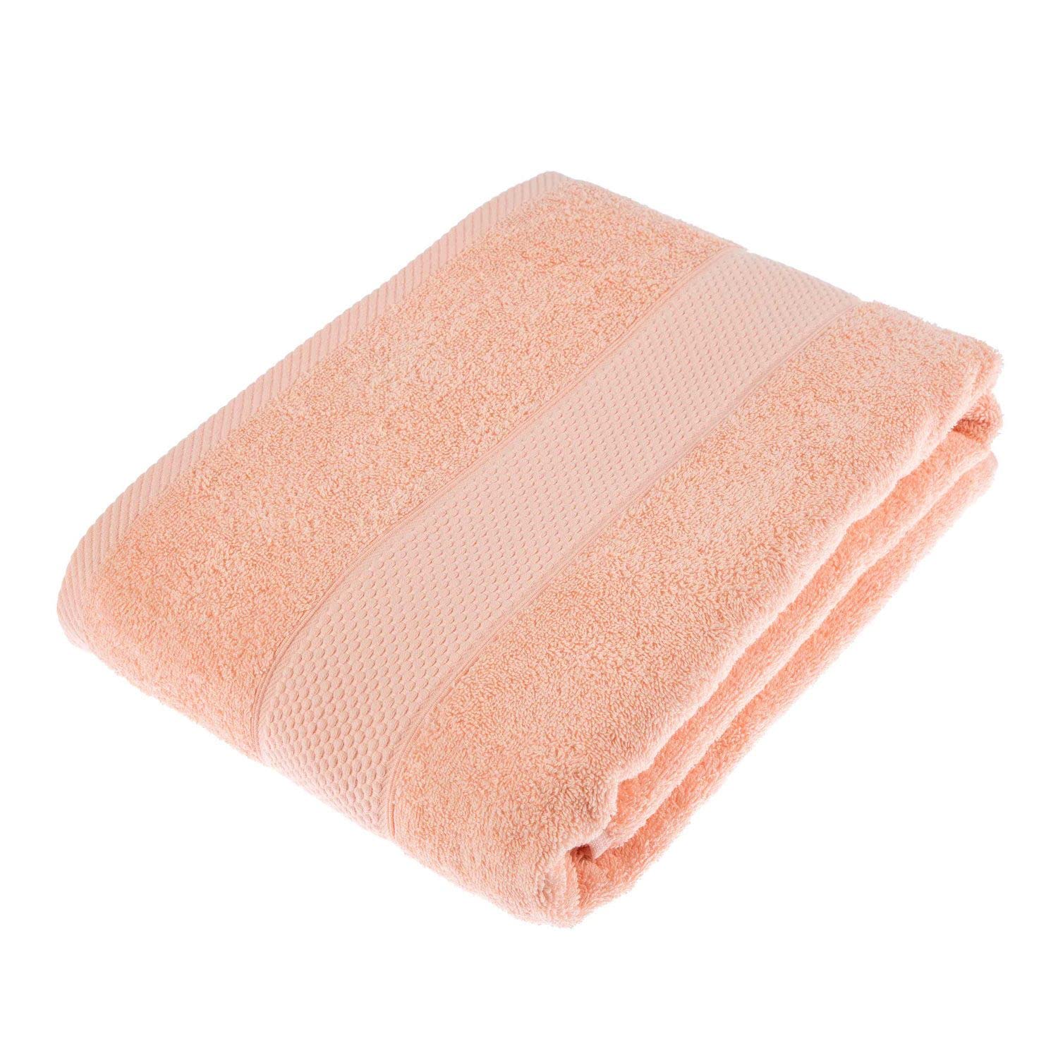 HOMESCAPES Peach Turkish Cotton Bath Sheet Super Soft Thick & Absorbent 500 GSM Towel Heavy Weight for everyday Luxury