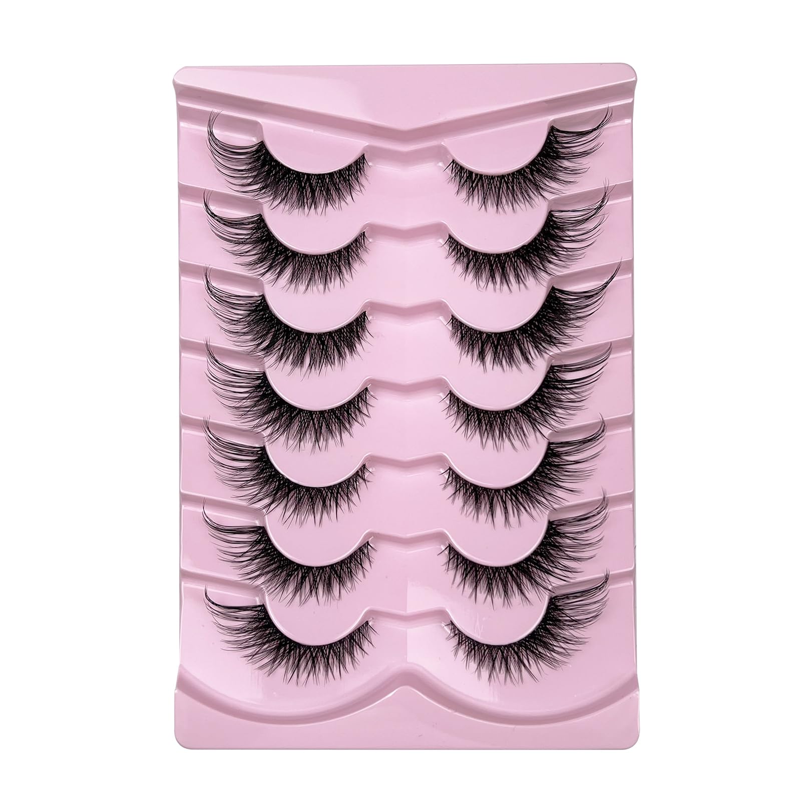 KOKAY False Eyelashes Fluffy Cat Eye Lashes Faux Mink Lashes Natural Wispy Strip Volume Lashes 6D Eye Lashes 7 Pairs Look Like Extensions (Y04,20mm)