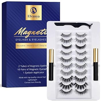 Amazon Com Magnetic Eyelashes With Eyeliner Magnetic Eyelashes Natural Look Kit Eyelashes Magnetic Eyeliner Kit With Eyelash Applicator Tool 10 Pairs Beauty