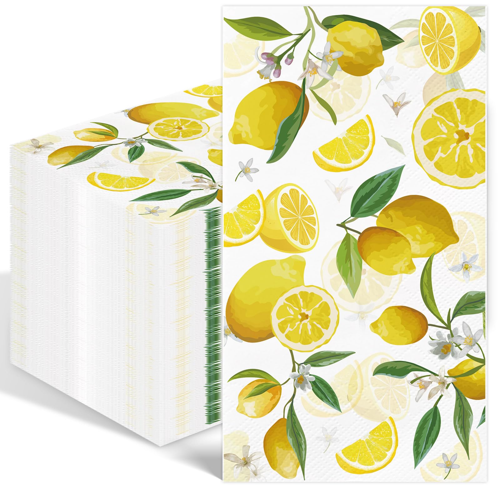 Photo 1 of 100PCS Yellow Lemon Paper Napkins 3 Ply Lemon Floral Disposable Hand Towels for Bathroom,Summer Fruit Decorative Guest Napkins for Home Kitchen Tea Party Weddings Birthdays Baby Shower