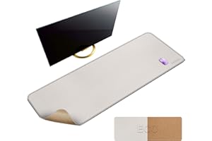MAIDERN Cork & Leather Desk Pad, 55” x 23.6” Large XXL Desk Mat, Full Desk Mouse Pad, Dual Sided Desk Pad, Desk Pad Protector for Gaming Home Office (Cream)