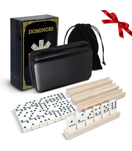 Vovotuzzi Dominos Set for Adults, Double 6 Dominoes Set with 4