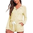 Aamikast Womens Pajama Sets Button Down Long Sleeve Sleepwear Soft 2 Piece Pjs Lounge Set
