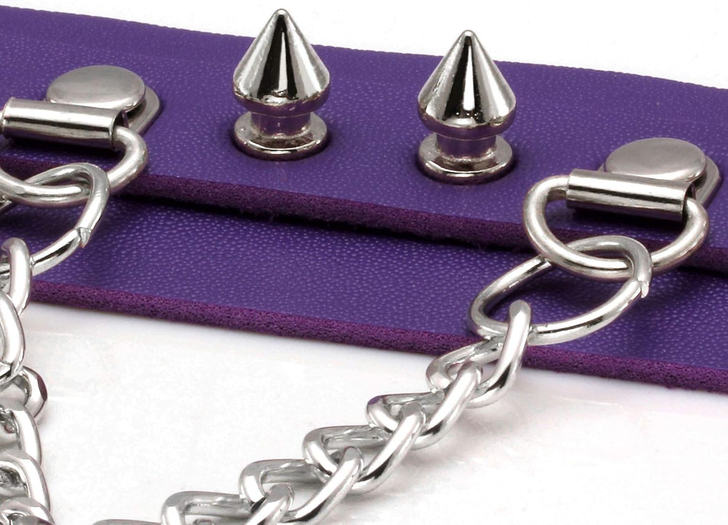 MILAKOO Women Purple Leather Collar Necklace with Allloy Chain Necklace Choker Gothic, 3-purple, White Spike - Image 4