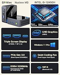 GMKtec Mini PC Intel i5-12450H(Turbo 4.4 GHz) 32GB