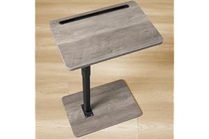 YUHFERA Sofa Armrest Tray Table for Couch - 360° Swivel Height Adjustable End for Small Spaces, Snack Side Table for Bed or Chair with Phone & Tablet Slot (Gray,Standard)