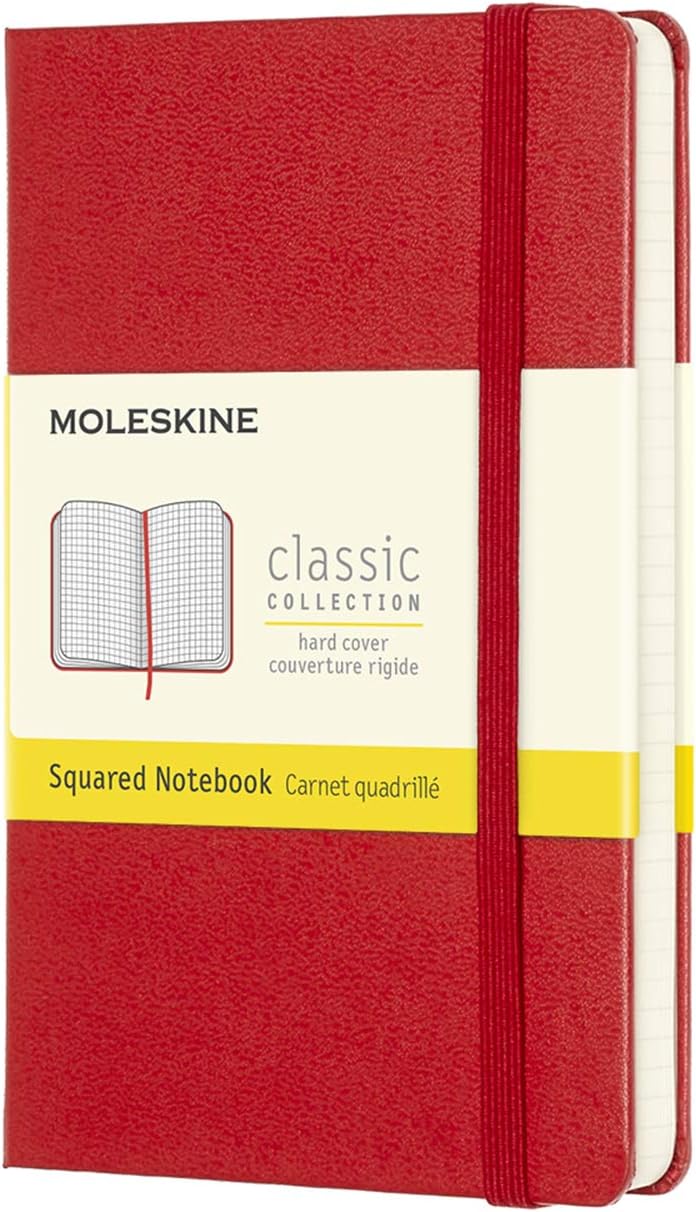 Moleskine Cuaderno Clásico con Páginas Cuadriculada, Tapa Dura y Goma