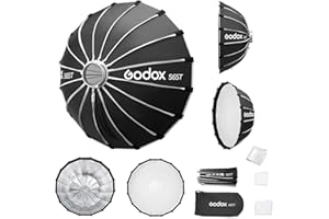 Godox Softbox Godox S65T 65cm/25.6in Quick Release Umbrella Softbox, Bowens Mount with Removable Front and Inner Diffusers for Photography, Live Streaming and Travel