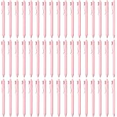 Sayglossy 50 Pcs Pink Pens Bulk Black Ink Retractable Ballpoint Comfortable Smooth Writing Cute Pens 0.5mm for Teacher Student Bridal Shower Baby Shower Office School