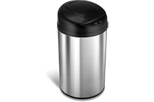 Ninestars Infrared Touchless Automatic Motion Sensor Lid Open Trash Can, 10.6-Gallon, Stainless Steel