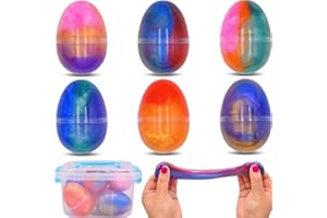Howzcci 6 Pack Slime Eggs Toys Easter Eggs Toys for Kids Boys Girls Easter Basket Stuffers Essentials Egg Fillers Party Favors Gifts