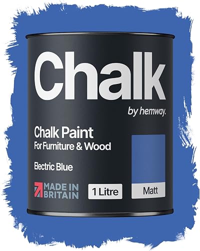Hemway Electric Blue Chalk Paint 1L Matt Finish for Furniture & Walls
