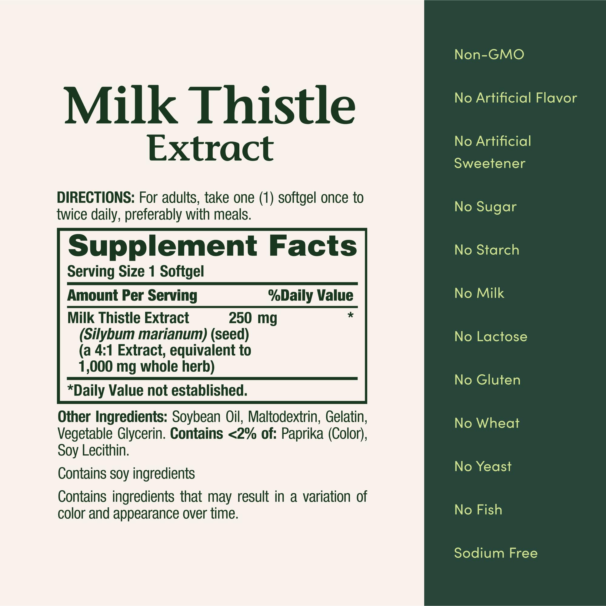 Nature's Bounty Milk Thistle 1000mg, Herbal Health Supplement, Daily Supplement, Gluten Free, Rapid Release Softgels, 50 Ct