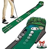 Putting Green Indoor - Golf Putting Mat boasts Genuine Green Speed and a Wrinkle-Free Surface. 8ft Practice Putting Mat with lenticular 3D Backplate, Alignment Guides and Ball Return
