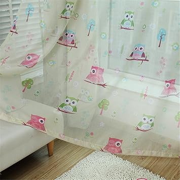 LianLe Vorhang Gardine mit Ösen Eule Druck Blickdicht Schlaufenschal 100 * 250 cm Wohnzimmer Kinderzimmer Deko (B: 1 Stk Tran
