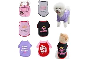 KATOLK 6 Pack Dog Clothes for Small Dogs Boy and Girl, Soft and Breathable Puppy Kitten Dog Shirts with Letters for Pet Cats,