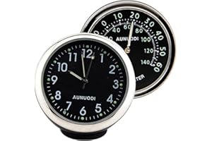 Riloer Car Monitor Clip/Stick-on Clock Thermometer Quartz Digital Luminous Automotive Thermometer + Clock Set, 2-Pack, Black