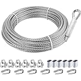 hannger 3/16 Stainless Steel Cable, 25ft Wire Rope, 7X 19 Strands, 3700lbs Breaking Strength, Marine Grade 304 Stainless Steel Aircraft Cable for Zipline, Deck Railing, Shade Sail