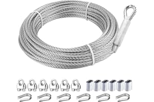 hannger 3/16 Stainless Steel Cable, 50ft Wire Rope, 7X 19 Strands, 3700lbs Breaking Strength, Marine Grade 304 Stainless Steel Aircraft Cable for Zipline, Deck Railing, Shade Sail