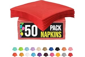 50 Pack Red Napkins Disposable, 2 Ply Party Napkins, Red Disposable Napkins, Fun Napkins Everyday – Great As Cocktail Napkins