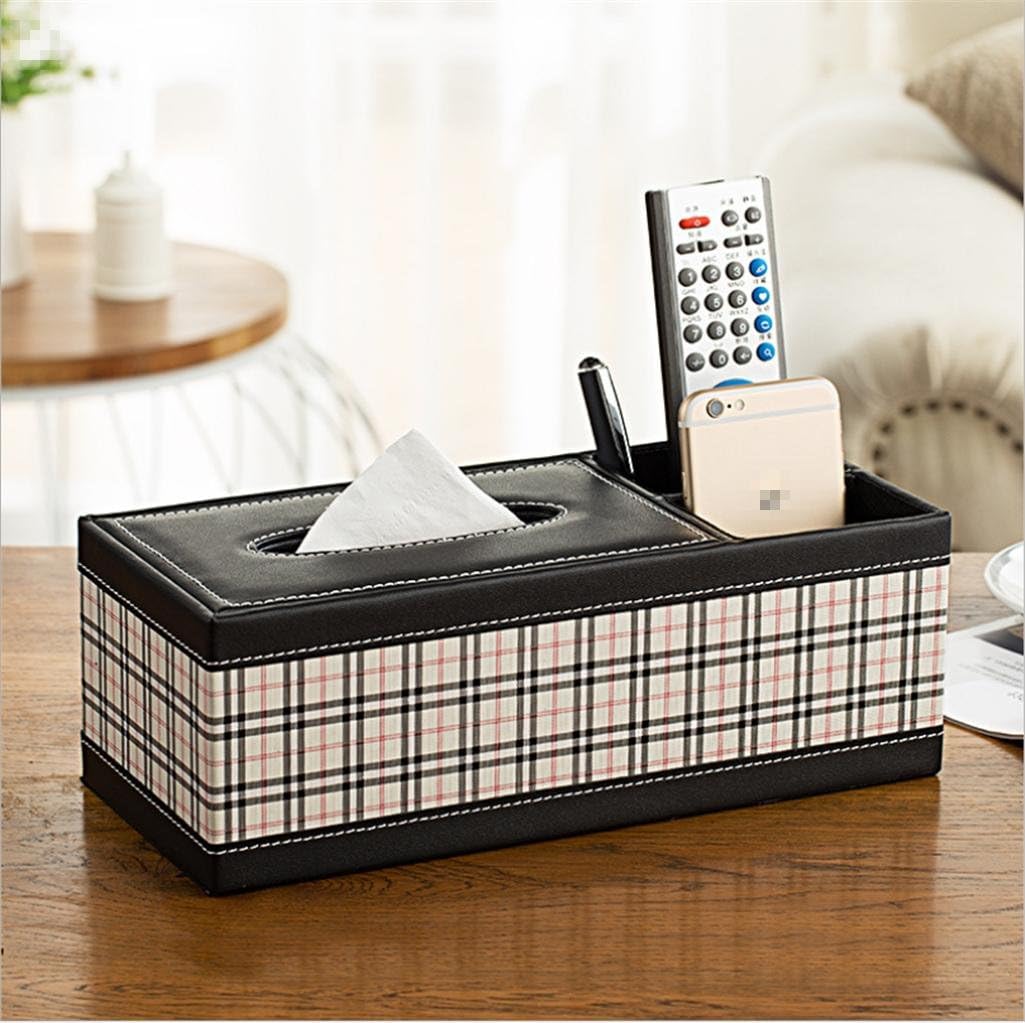 KKLL PU leather Multifunction Tissue Box Cover Desktop Living Room Paper Cover Case Remote control Mobile phone Stationery Storage Box , 6