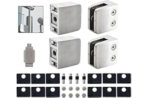 Glass Clamp - 4PCS,for 1/3" to 1/2" Tempered Glass,Stainless Steel 304 Flat Back Square Casting Polished for Indoor/Outdoor Balustrade, Stair Handrail (LIUCHONGYANG99)