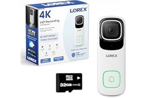 Lorex 4K Wired Wi-Fi Video Doorbell | 32GB Local Storage Installed | No Monthly Fees | Smart Motion Detection Plus | Color Ni