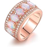 Barzel Oval-Cut Created White Opal & Cubic Zirconia Ring (Comes in Rose & White Gold Plated)
