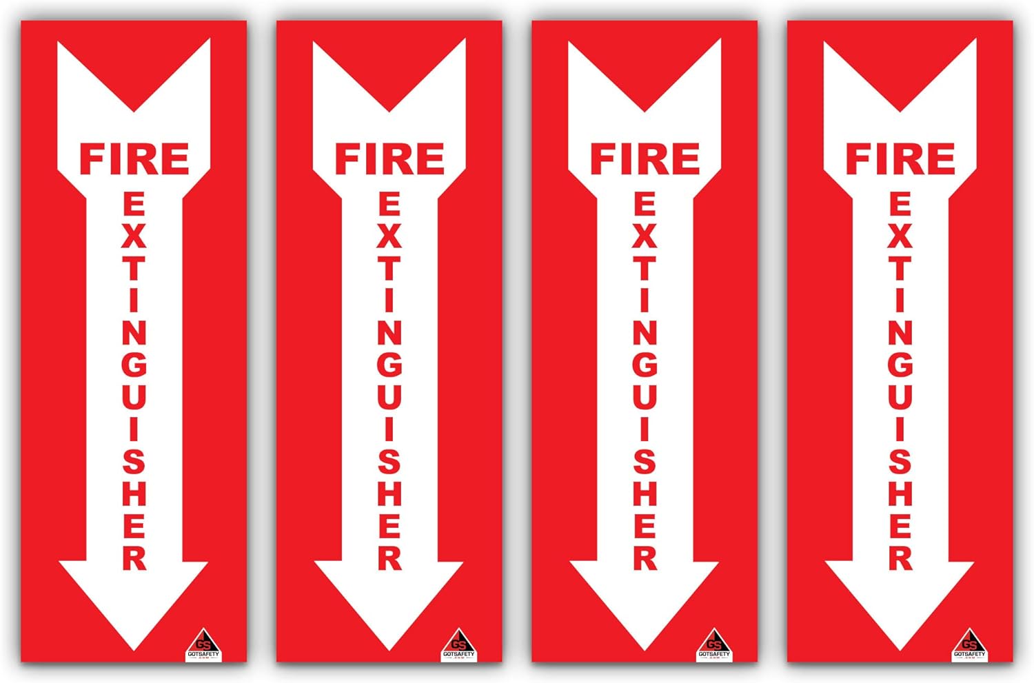 Premium Fire Extinguisher Sign Stickers [4 Pack] 4\" X 12\" 5 mil