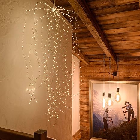 Addobbi Natalizi Luci.Cascata Ciuffo Ramo Pioggia Di Luce Luci Led Natale Microled Calda Esterno Addobbi Natalizi Amazon It Illuminazione